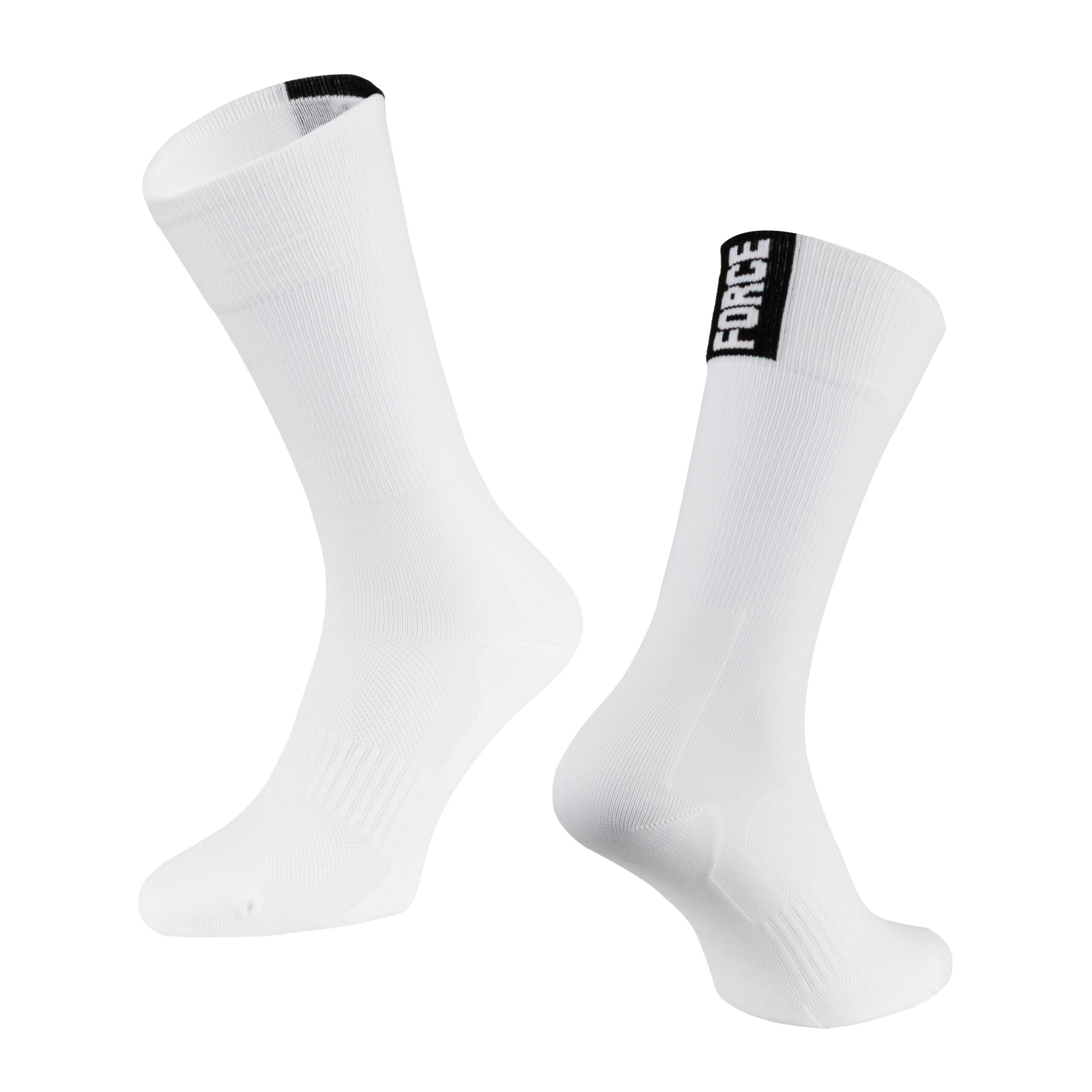higher cycling socks FORCE suitable for other sportssize S-M corresponds to EUR 36 - 41 / UK 4 - 7size L-XL corresponds to EUR 42 - 46 / UK 8 - 11protects against bruises from shoes (instep) highly breathable materialunstretched height is 24 cmheel height 24 cmdivided into R and L sockmaterial: Nylon 85%