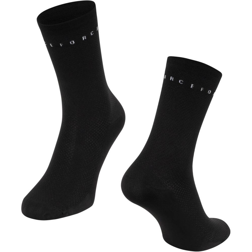 higher cycling socks FORCE suitable for other sports<br>size S-M corresponds to EUR 36 - 41 / UK 4 - 7<br>size L-XL corresponds to EUR 42 - 46 / UK 8 - 11<br>protects against bruises from shoes (instep) <br>highly breathable material<br>unstretched height is 16 cm<br>heel height 17 cm<br>divided into R and L sock<br>material: Nylon 85%