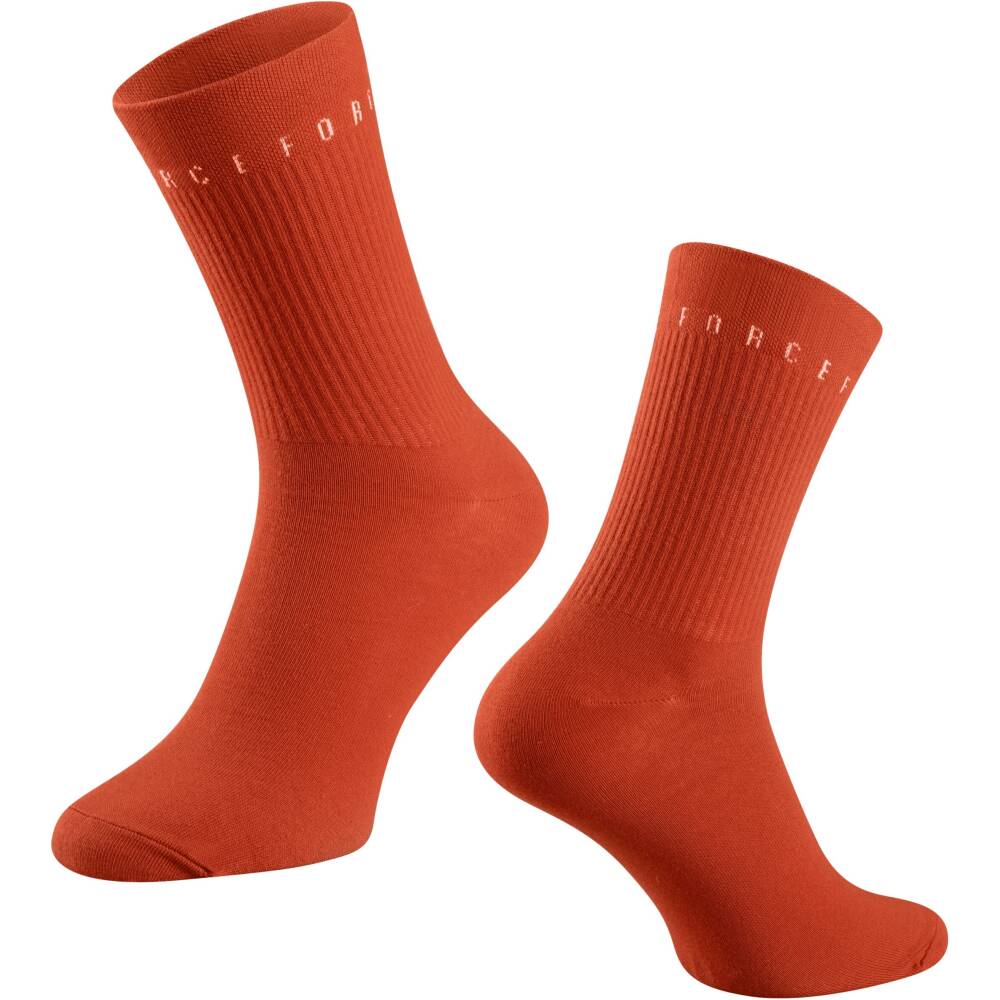 higher cycling socks FORCE suitable for other sports<br>size S-M corresponds to EUR 36 - 41 / UK 4 - 7<br>size L-XL corresponds to EUR 42 - 46 / UK 8 - 11<br>protects against bruises from shoes (instep) <br>highly breathable material<br>unstretched height is 17 cm<br>heel height 19 cm<br>material: Cotton 85%
