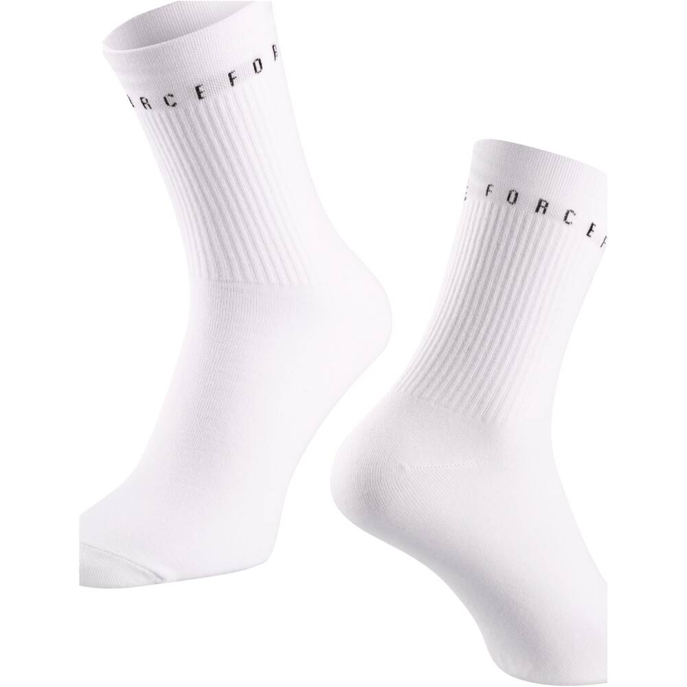 higher cycling socks FORCE suitable for other sports<br>size S-M corresponds to EUR 36 - 41 / UK 4 - 7<br>size L-XL corresponds to EUR 42 - 46 / UK 8 - 11<br>protects against bruises from shoes (instep) <br>highly breathable material<br>unstretched height is 17 cm<br>heel height 19 cm<br>material: Cotton 85%