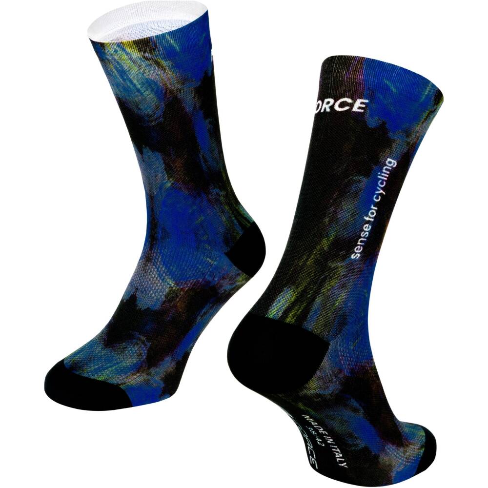 FORCE SUBLIME are high-cut sports socks featuring a bold design created using sublimation printing technology. They are made from a highly breathable material (90% polyester
