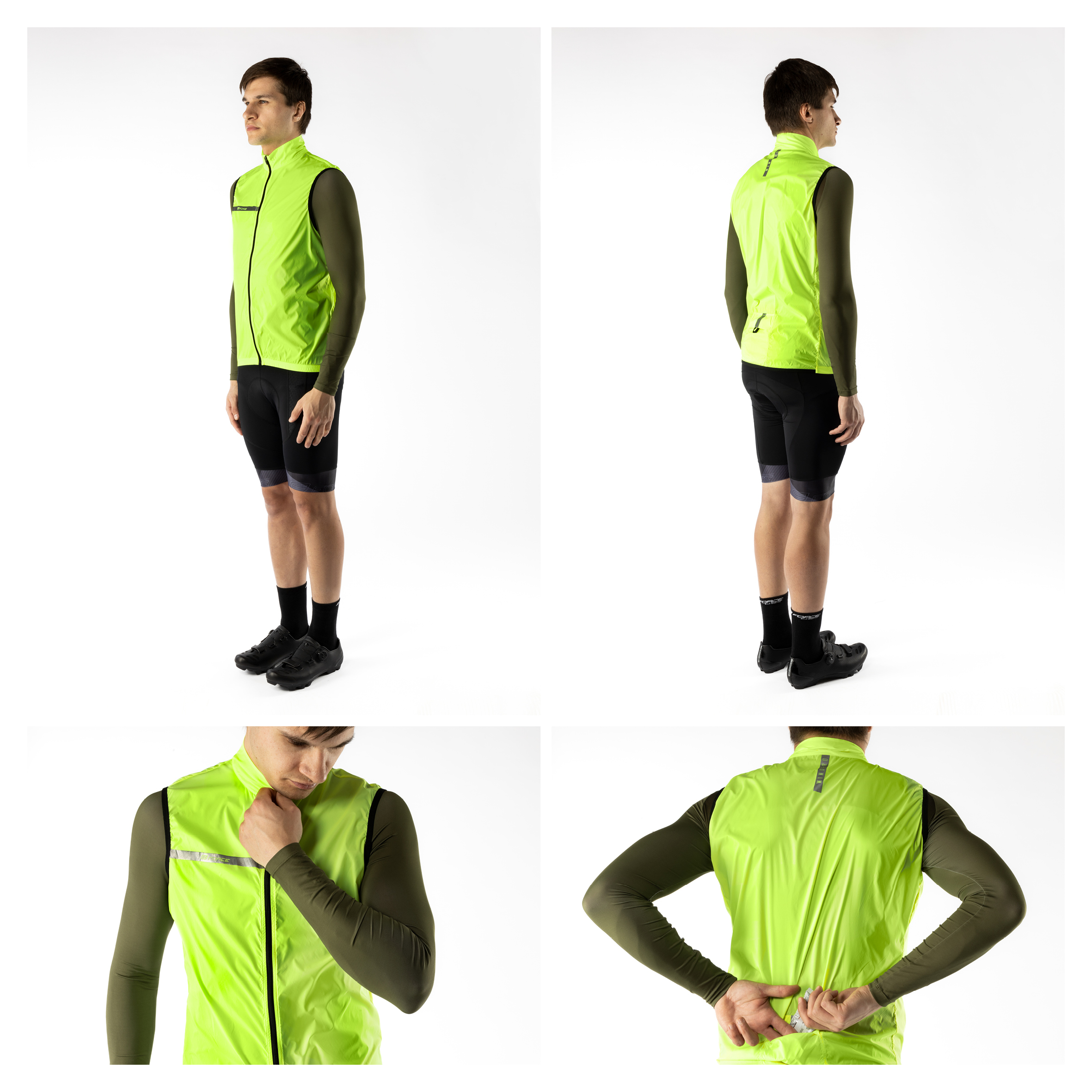 making it convenient to carry as a backup layer. Reflective elements enhance visibility in low-light conditions. This vest is a practical wind layer for spring and autumn rides.unisex
