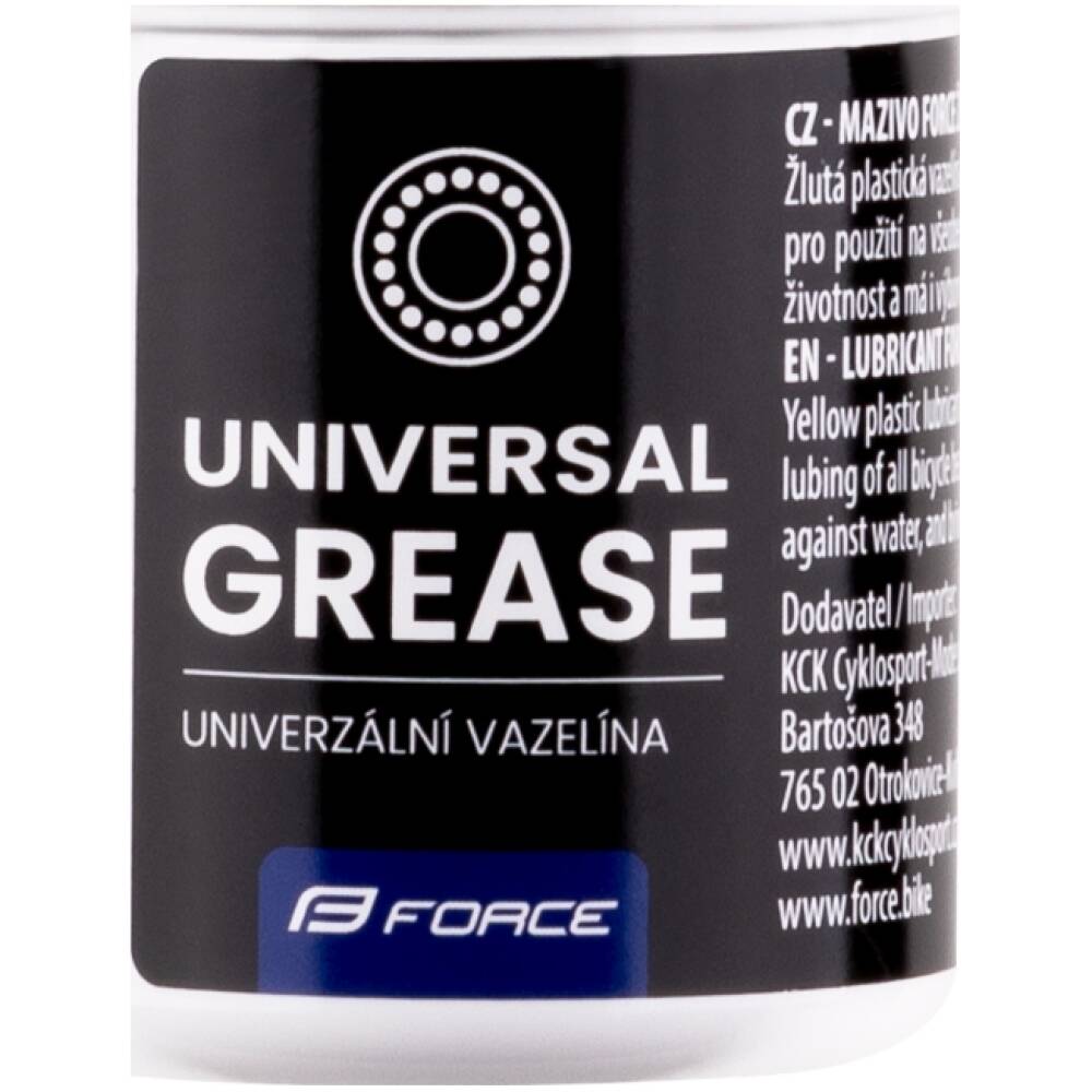 <p>yellow plastic grease<br>suitable for lubricating:<br>- bicycle bearings (bushing and sealed)<br>- hubs<br>- headset<br>- pedals etc.<br>high water resistance</p><p><br></p>