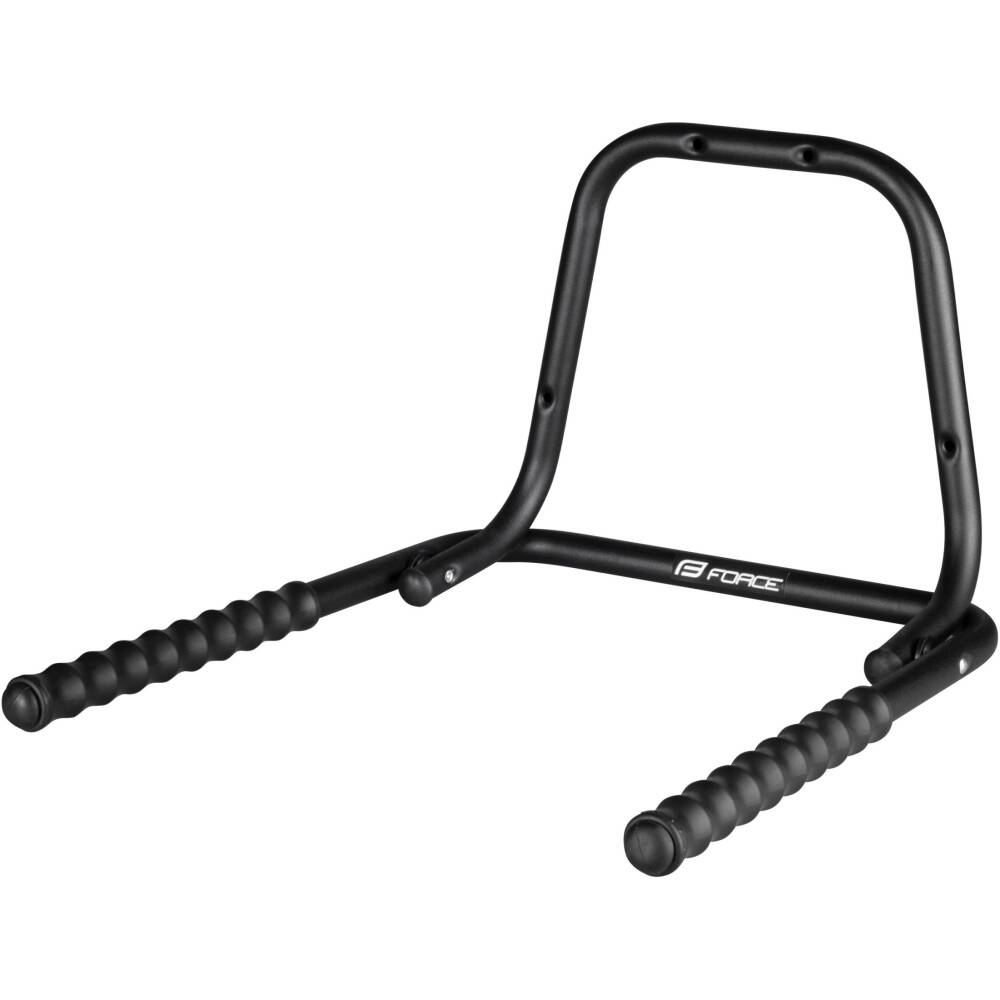 foldable bicycle wall hanger (3 holes)<br>to hang under the top frame tube <br>arms with softened plastic sleeves<br>spacing of carrying arms: 43 cm