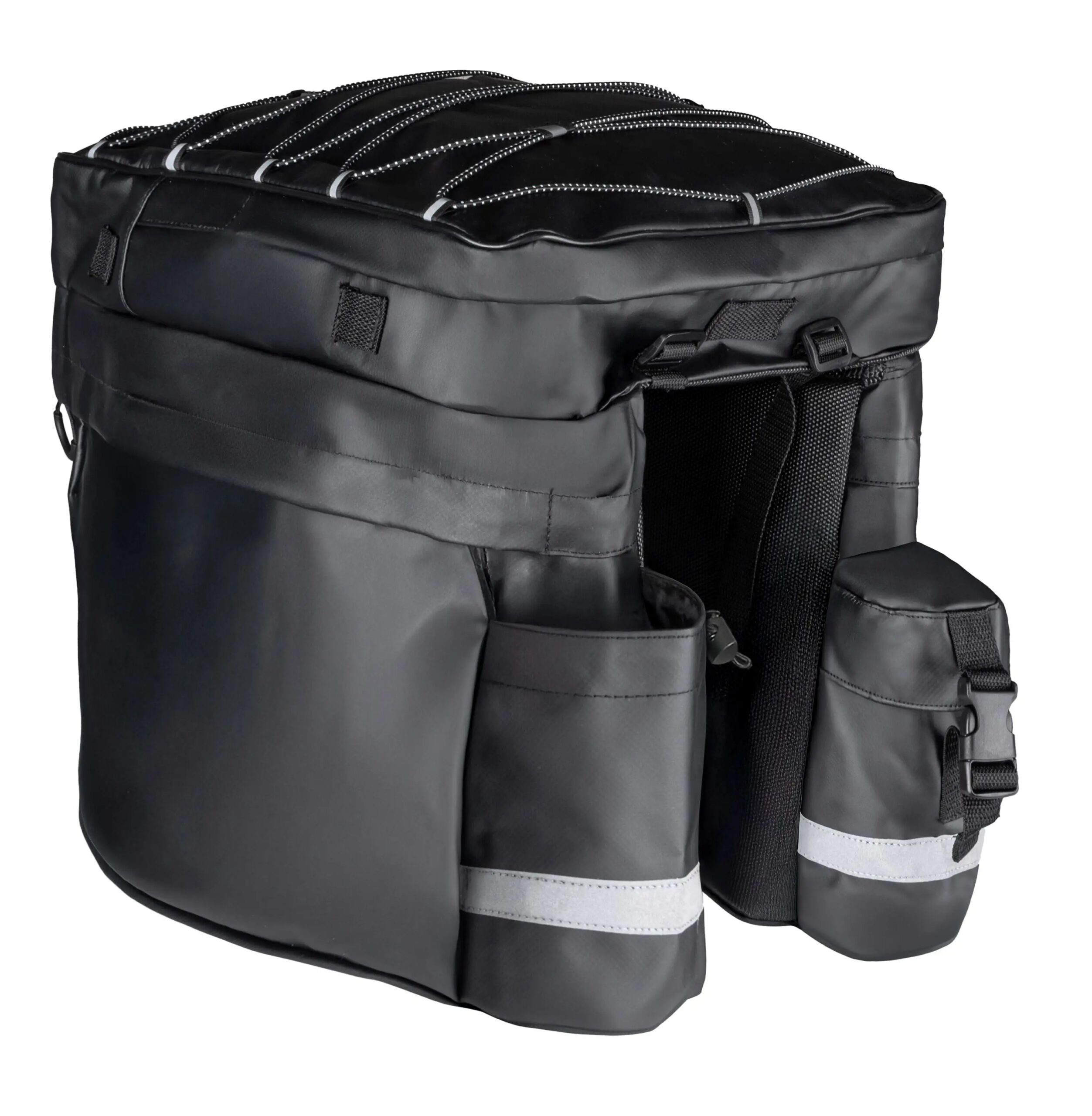 The triple bag is also ideal for multi-day cycling trips. It is equipped with three spacious pockets