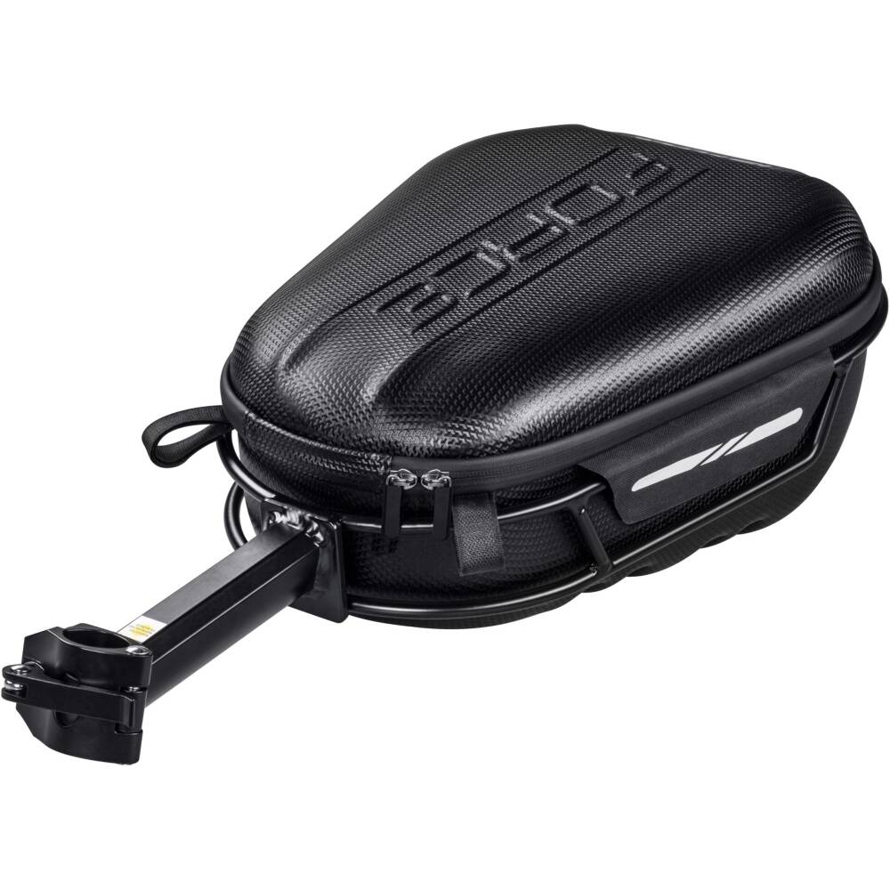 bag including the holder with QR system<br>suitable for seat posts size 27.2 - 31.6 mm<br>inner mesh compartment for personal belongings<br><strong>the bag is not suitable for use on a carbon seatpost<br></strong>reflective elements <br>length: 42 cm
