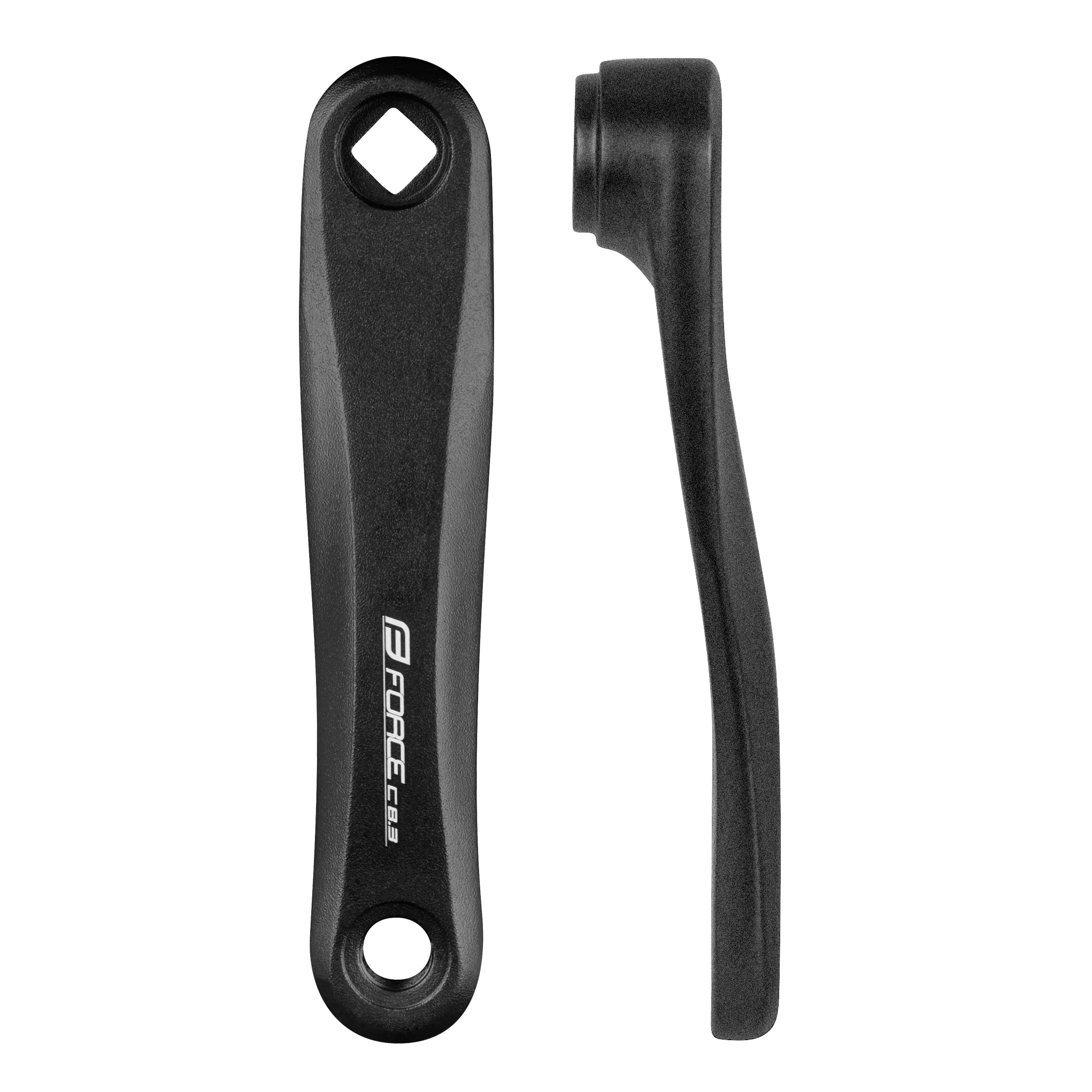 left crank on square taper bottom bracketcurved profile with FORCE logo C8.3suitable for crank set FORCE art 64040material: alloyweight: 204 gpacked in polybag
