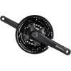 MTB crank set for 8/7/6 speed cassette<br>NON-replaceable black steel chainrings 42/34/24t<br>repleacable black plastic chain guard<br>designed for square tapered bottom bracket<br>recommended bottom bracket length: 120 mm<br>chain line: 47