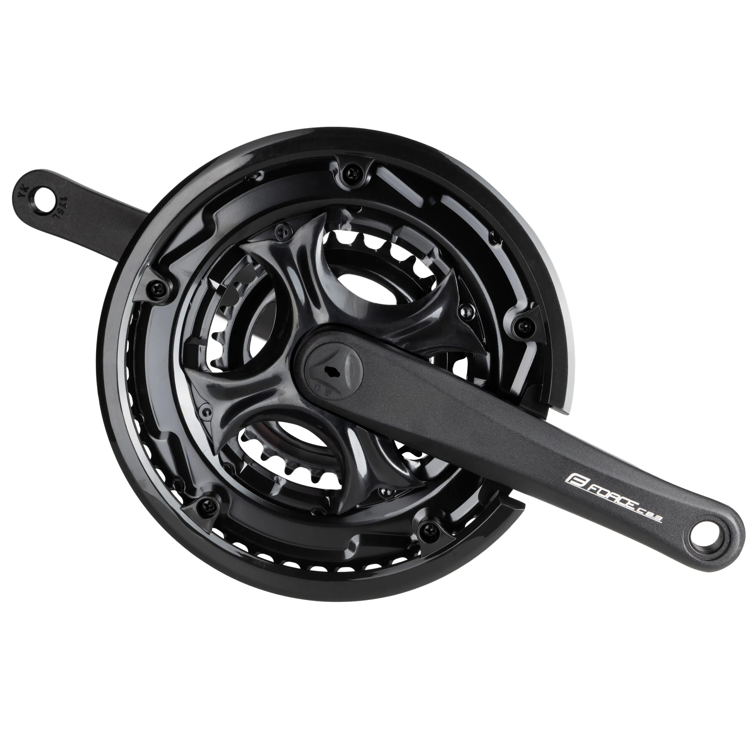 MTB crank set for 8/7/6 speed cassetteNON-replaceable black steel chainrings 48/38/28trepleacable black plastic chain guarddesigned for square tapered bottom bracketrecommended bottom bracket length: 120 mmchain line: 47