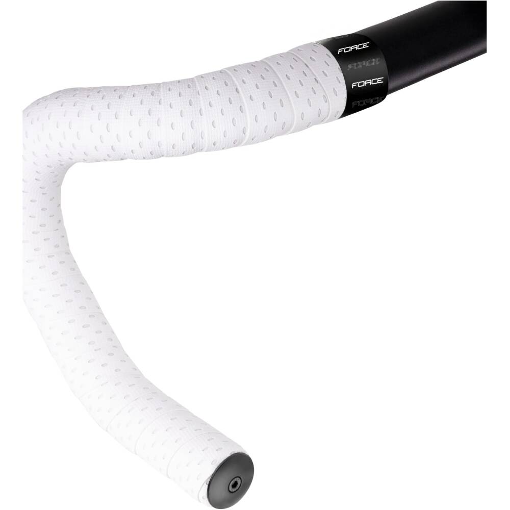 self-adhesive<br>improved metal plugs<br>surface finish to support safety grip<br>with FORCE handlebar plugs and finishing tape<br>material: EVA 50%/PU 50% <br>dimensions: 2x rolls (length 1930 mm