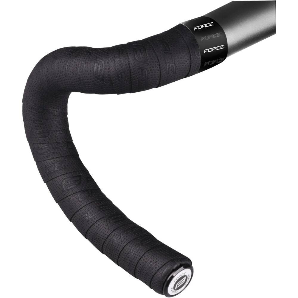 self-adhesive with embossed FORCE logo<br>with FORCE handlebar plugs and finishing tape<br>material: EVA 50%/PU 50%<br>dimensions: 2x rolls (lenght 2100 mm