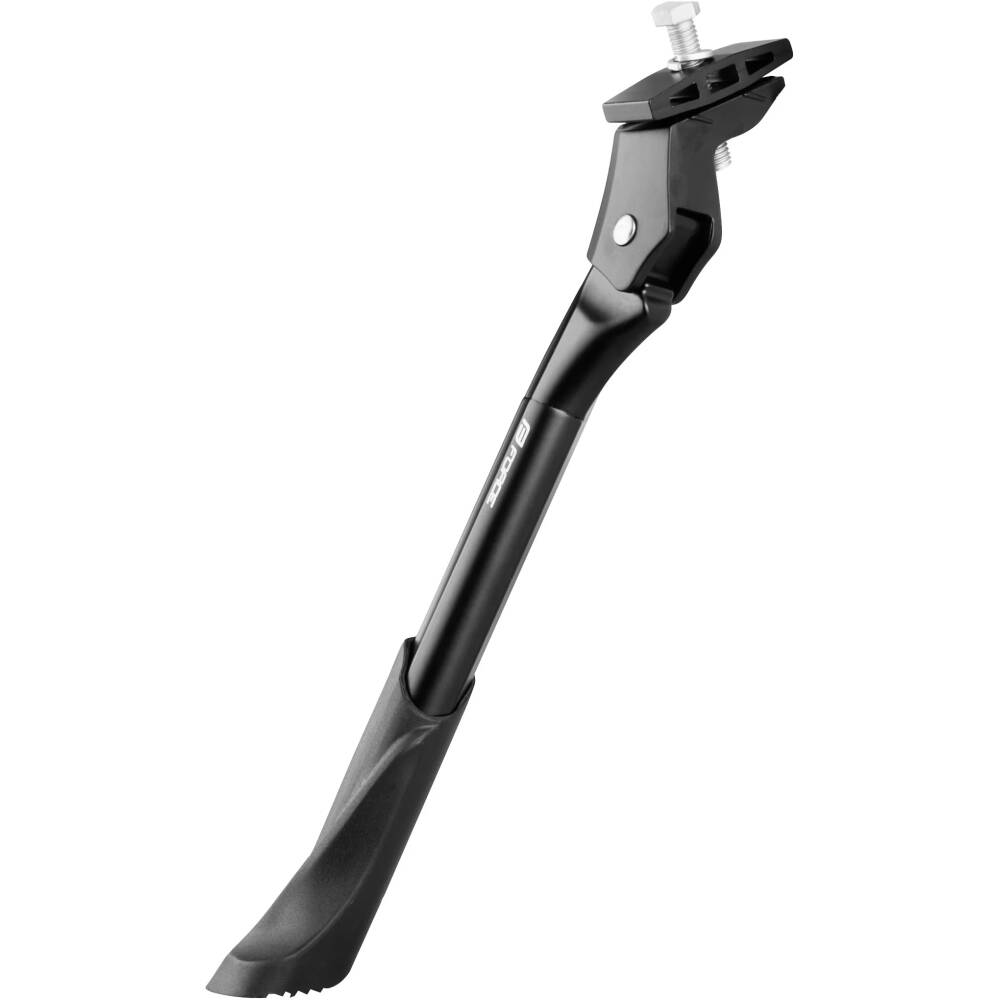 kickstand FORCE designed for e-bikes<br>under frame mounting with counterpart<br>adjustable: 26" - 29" wheels<br>increased maximum load 50 kg and stiffness for e-bike<br>maximal length: 37 cm<br>minimal length: 31 cm<br>with plastic end<br>material: alloy<br>weight: 380 g<br>packed on FORCE card