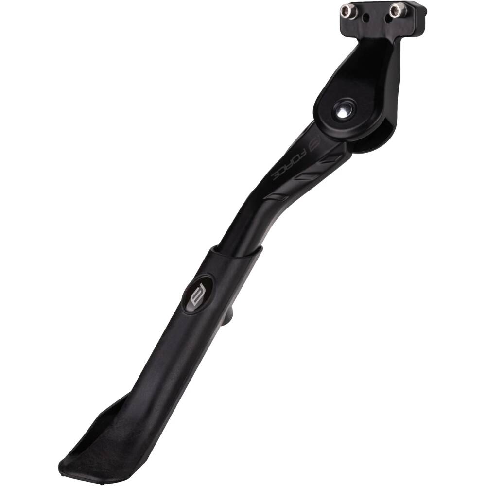 E-BIKE rear kickstand FORCE<br>suitable for pitch: 18 a 40 mm<br>adjustable: for 24" - 29" wheels<br>maximal length: 38 cm<br>minimal length: 30 cm<br>with plastic end<br>material: alloy<br>weight: 310 g<br>packed in polybag