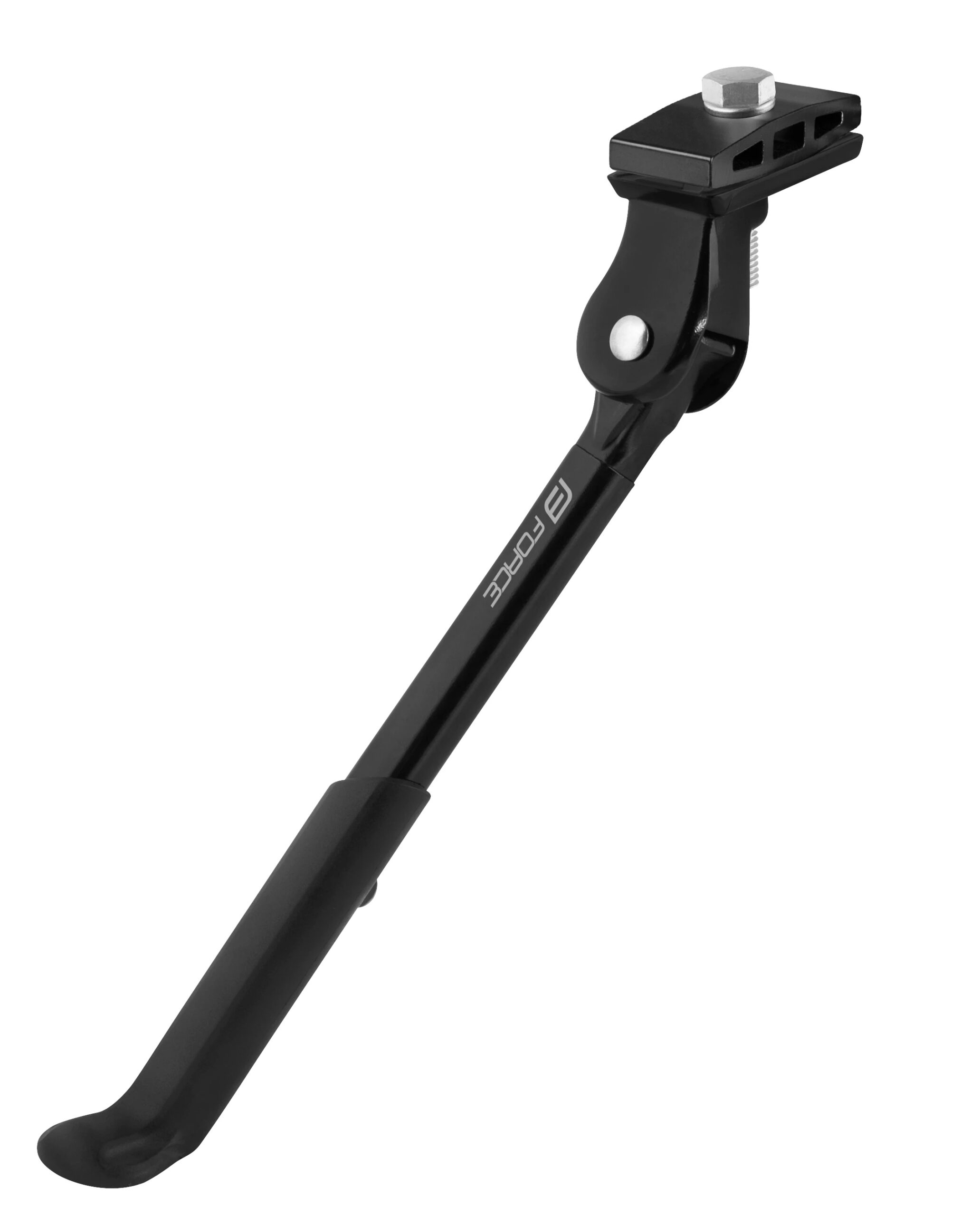 under frame kickstand FORCE mounting on chainstays with counterpartadjustable: for 12" - 20" wheelsmaximal length: 25 cmminimal length: 19 cmwith plastic endmaterial: alloyweight: 195 gpacked on FORCE card