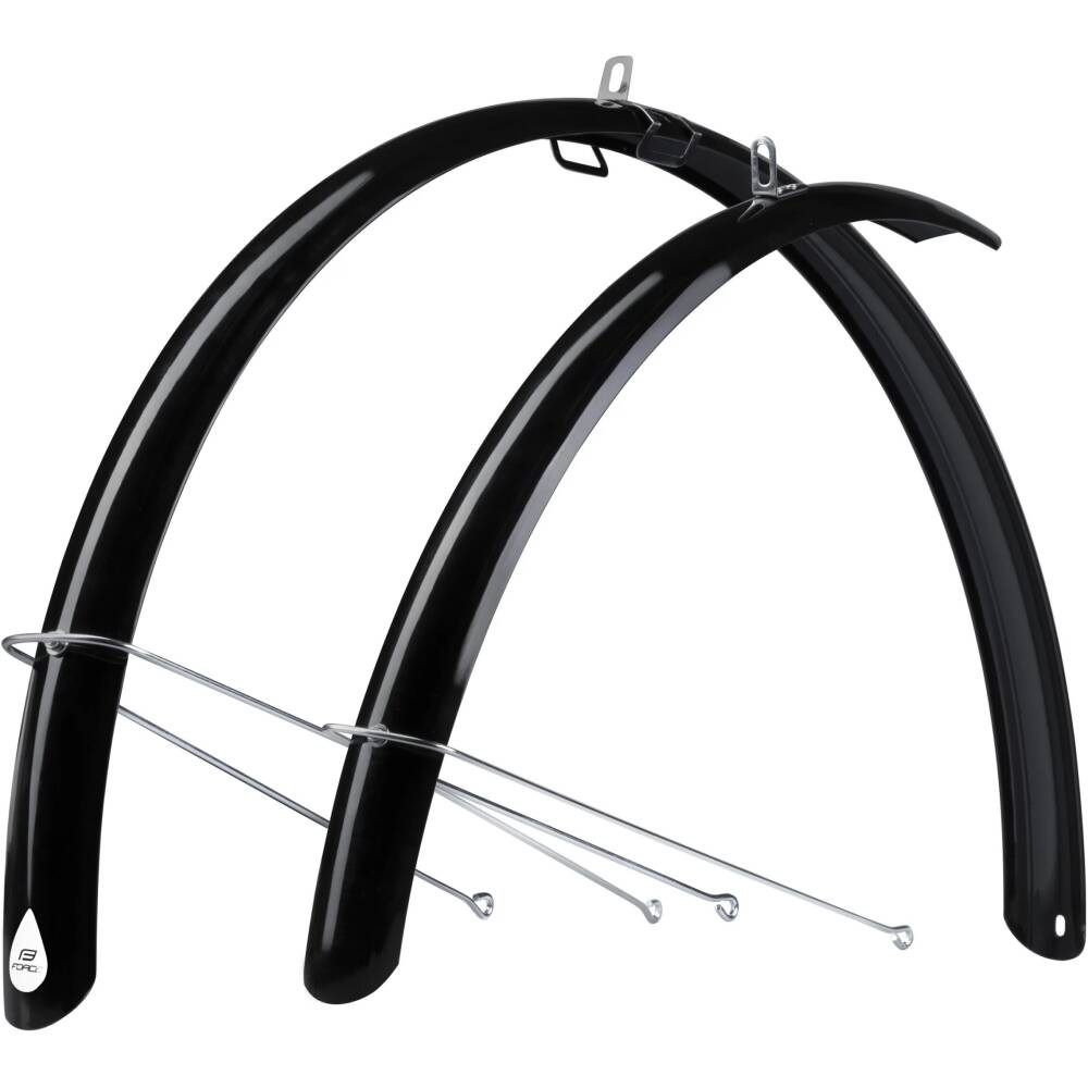 set of mudguards front + rear<br>designed for 28" TREKKING wheels<br>width of mudguard: 48 mm<br>material: PET + zinc coated stays<br>weight: 415 g<br>packed in polybag<br>made in Italy