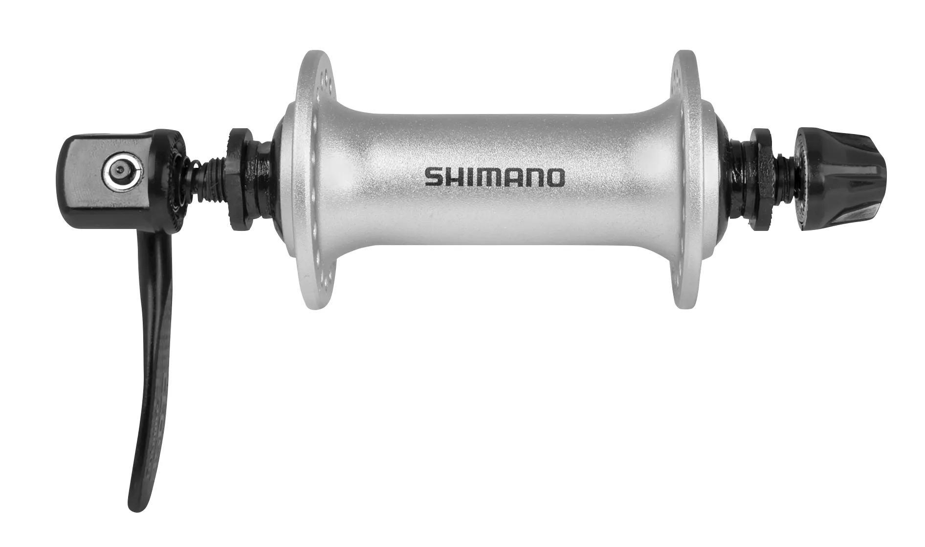 náhrada HBRM70 stříbrný přední náboj 36 děr na "V" brzdygumové prachovkydélka osy k maticím/celková 100/108 mm M9ocelový rychloupínák