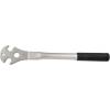 long pedal wrench - 15mm<br>openings positioned for better manipulation<br>with hanging hole
