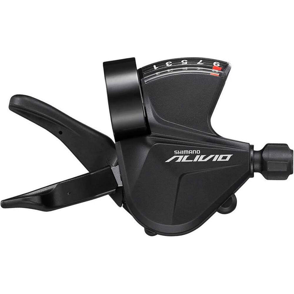 pravá řadicí páčka RAPIDFIRE PLUS pro 9 kolo<br>provedení s objímkou<br>optický ukazatel převodů<br>včetně bowdenů a lanek<br>k sadě ALIVIO<br>balené provedení v krabičce