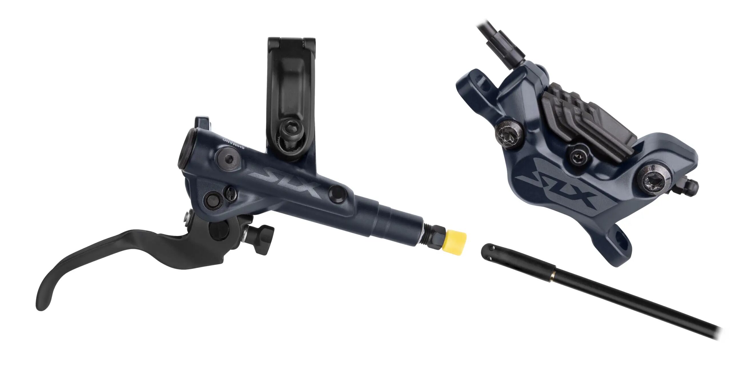 complete rear setlever BLM7100 and caliper BRM7120 4-pistonbrake lever I-SPEC EVblack hose SMBH90SBM 170 cm J-kitmount POSTMOUNT - without adapterpolymer brake pads with coolerpacked in box