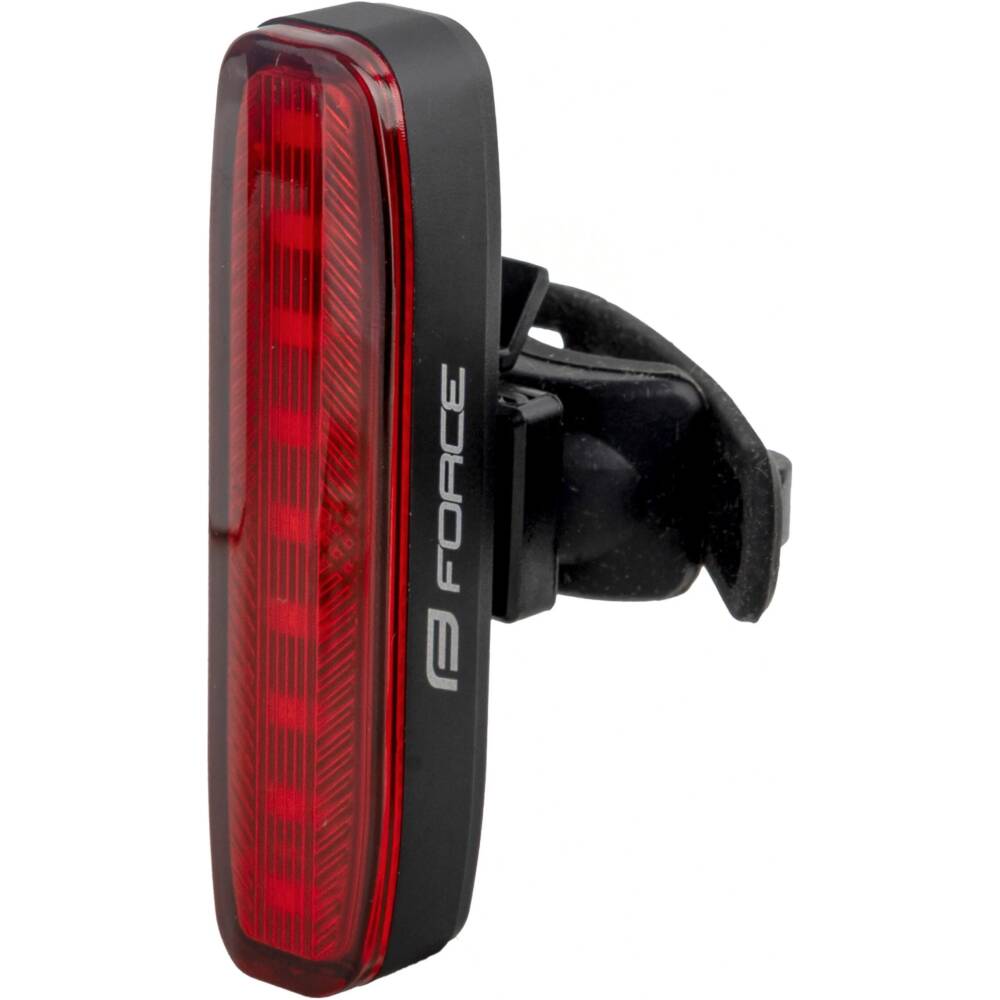 <p>rear light FORCE PIPE 50LM USB<br>9 x red high power SMD LED 50LM<br>7 functions: 2 funtions of lighting + 5 functions of flashing <br>2 holders (1xUNI elastic silicone holder for seatpost + 1x saddle rail holder)<br>battery: integrated Li-pol 400mAh