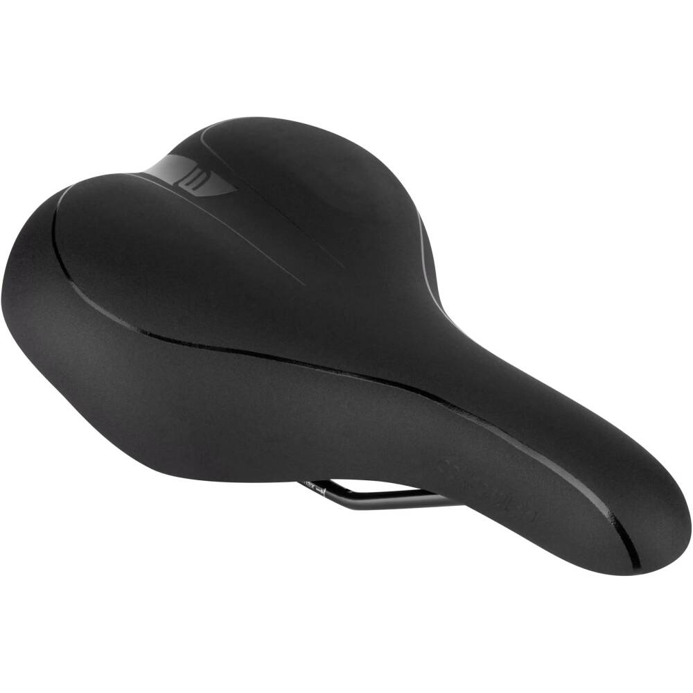 Comfortable gel saddle with a wider shape suitable for cycling and city bikes.<br>It has a high padding with gel layer on a flatter nylon elastic construction.<br><br>men´s GEL saddle<br>does NOT include seatpost clamp<br>seat platform: nylon<br>steel rails with scale<br>material: PU - polyuretan<br>size: 275 x 174 mm<br>weight: 448 g<br>packed on FORCE card