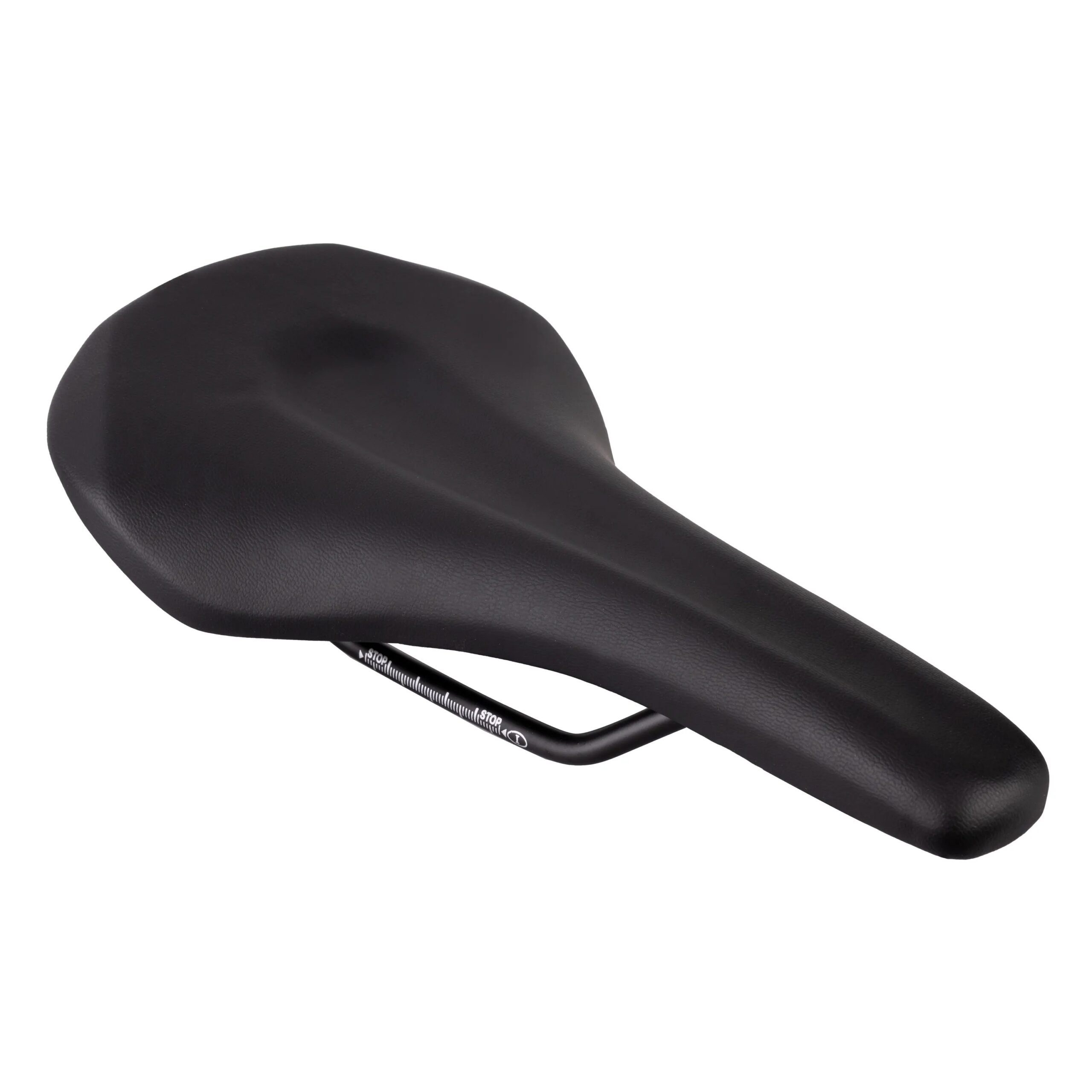 does NOT include seatpost clampseat platform: PPEsteel rails with scalematerial: artificial leatherpadding: MEMORY FOAMsize: 255 x 145 mmweight: 280 gpacked in polybagMade in EU