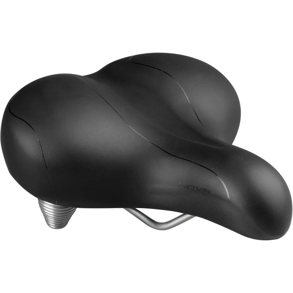 very wide and comfortable saddle<br>seat platform: nylon<br>steel rails without scale<br>material: artificial leather<br>size: 280 x 250 mm<br>weight: 1015 g<br>packed in polybag<br>Made in EU<br>