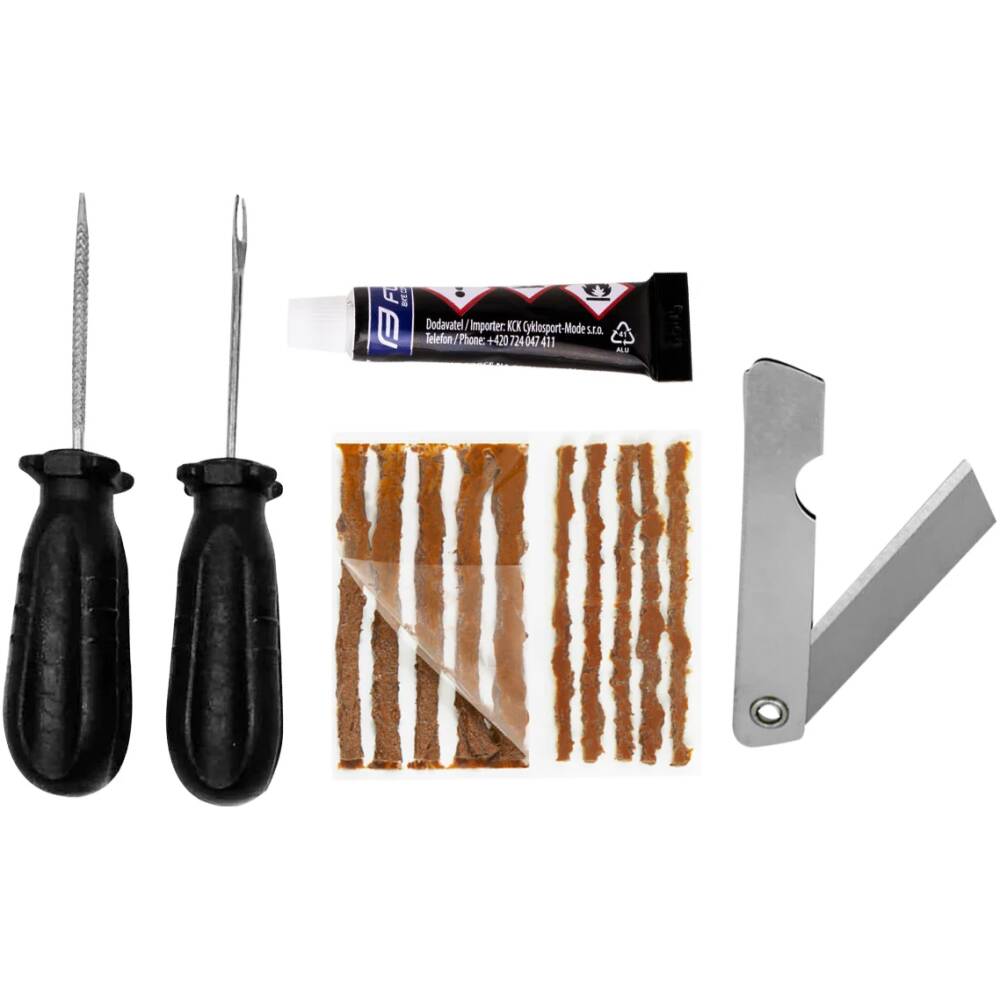 set FORCE for repair the puncture on tubeless tires with tools contains:<br>1 x needle-spike tool
