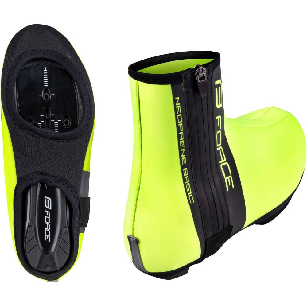 <br>for road cycling shoes<br>2 openings on the sole<br>material: neoprene 2 mm thick<br>zip fastening on the side<br>reflective features