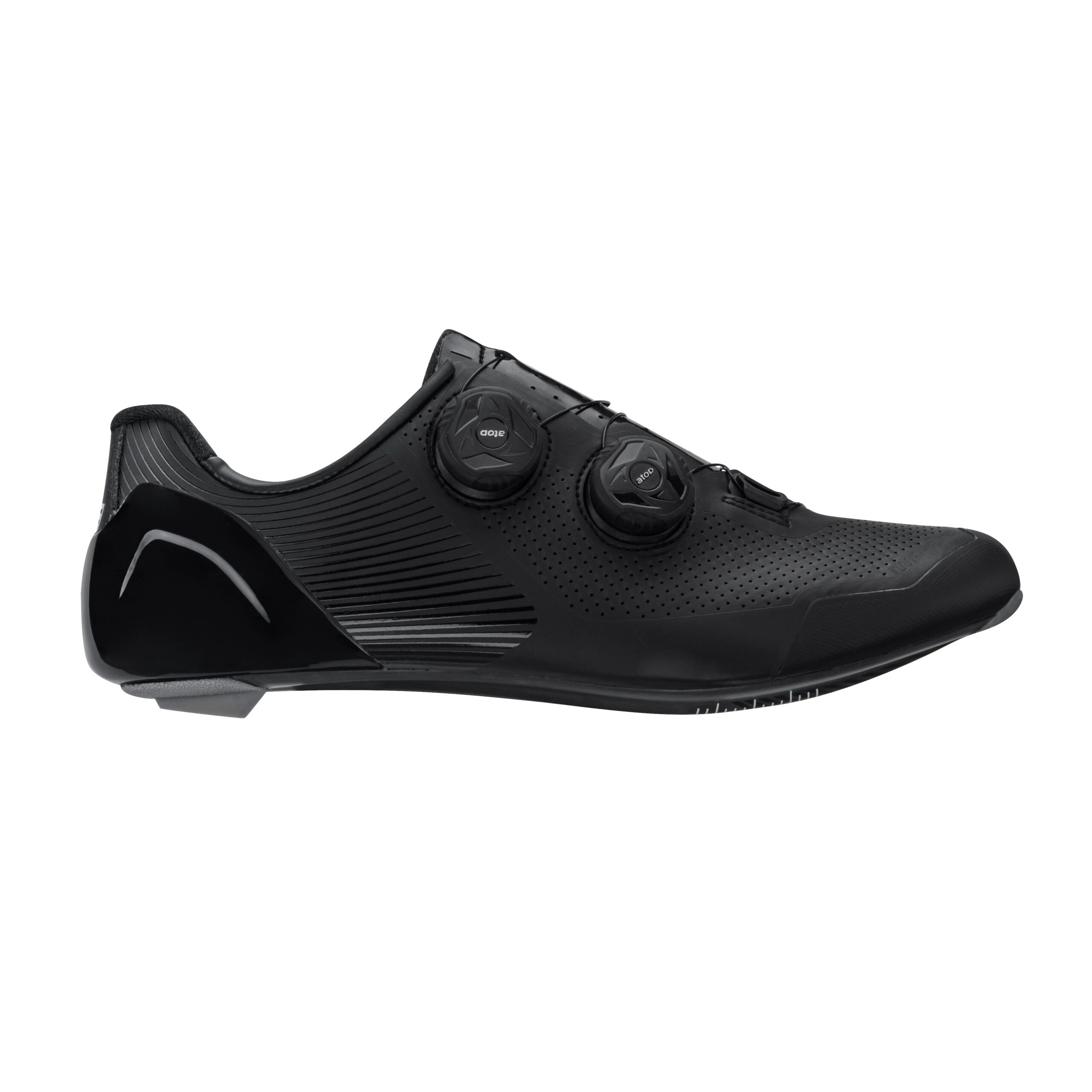 upper part material: synthetic leatheroutsole: carbon fiberstiffness index: 10weight: 268g (1/2 in size 42)fastening with 2 ATOP knobs A-A41reinforced heel and toe parttoe part of shoe with rubber - protection for scuffair holes for breathabilityanatomical shoes insole IN EXTRA QUALITY FORCE SHOCKantislip inner partLOOK