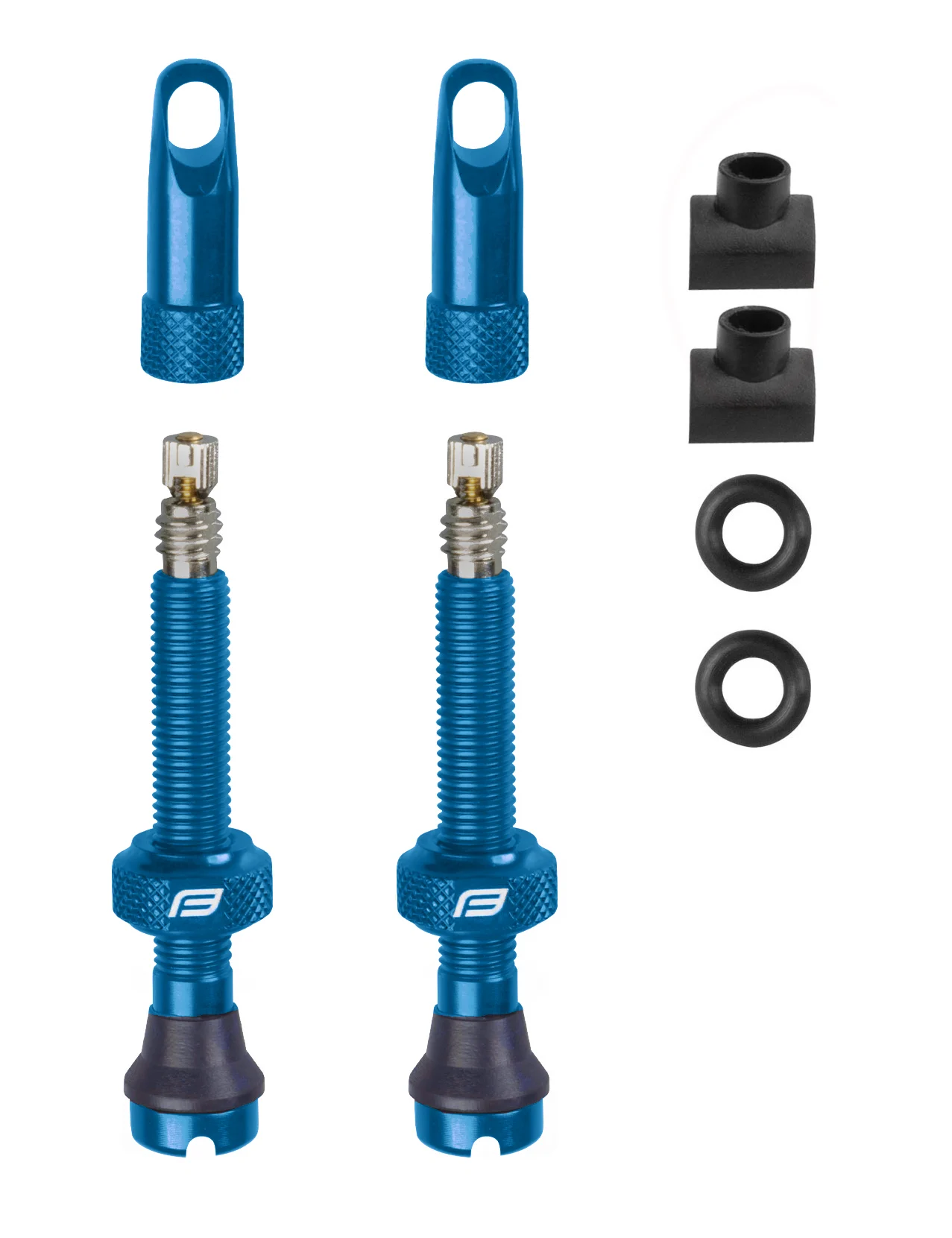 set includes 2 pcs. of presta valve (alloy)with seal and alloy rim nutcap is designed as a PRESTA valve core tool2 pcs. of spare seal O-ring2 pcs. of spare (squared) rubber basesvalve (w/o core) is 44 mm longweight of the valve is 5