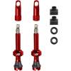 set includes 2 pcs. of presta valve (alloy)<br>with seal and alloy rim nut<br>cap is designed as a PRESTA valve core tool<br>2 pcs. of spare seal O-ring<br>2 pcs. of spare (squared) rubber bases<br>valve (w/o core) is 44 mm long<br>weight of the valve is 5