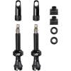 set includes 2 pcs. of presta valve (alloy)<br>with seal and alloy rim nut<br>cap is designed as a PRESTA valve core tool<br>2 pcs. of spare seal O-ring<br>2 pcs. of spare (squared) rubber bases<br>valve (w/o core) is 44 mm long<br>weight of the valve is 5