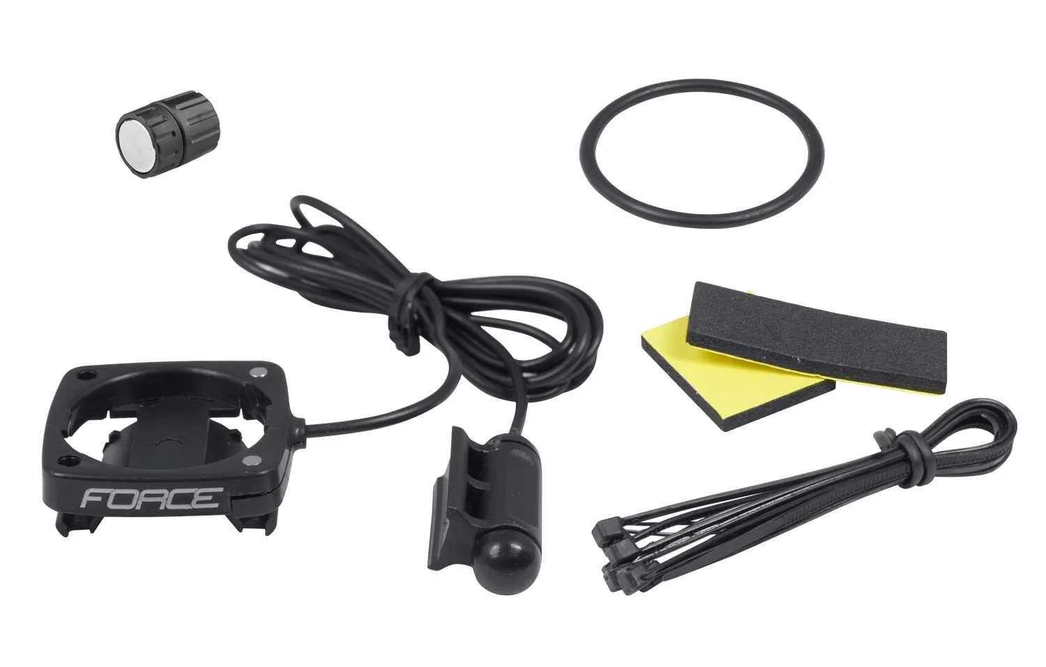 complete wiring set for computers for FORCE computers possible mounting on handlebars and stem with: slip-on holder with FORCE logo